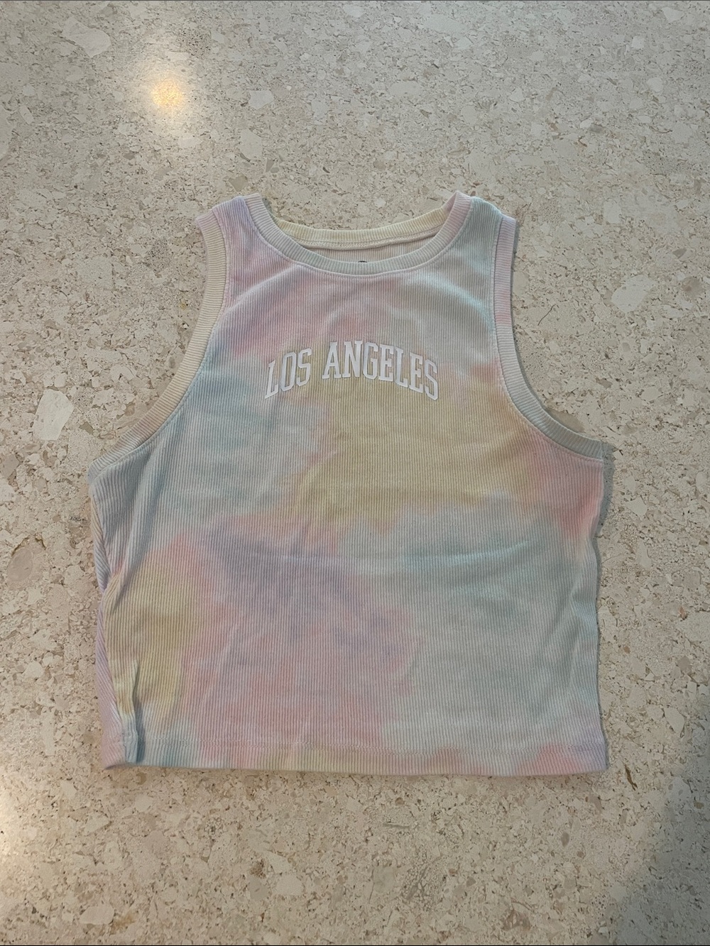 Hollister Pastel Tie-Dye 'Los Angeles' Ribbed Crop Tank